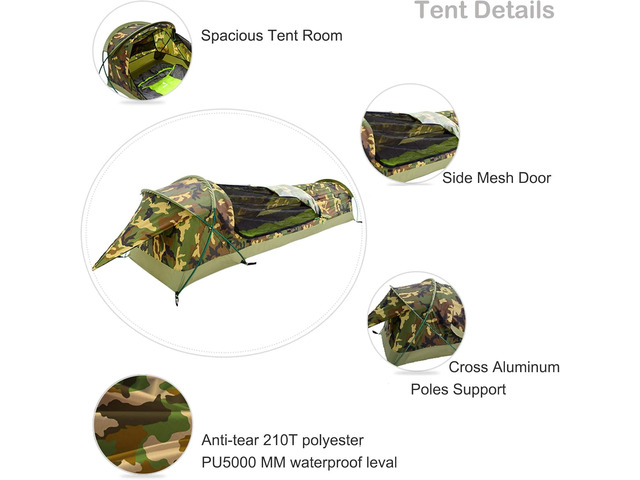 GEERTOP Ultralight Single Person Bivy Tent for Camp Waterproof 1 Man Tent for Camping Hiking Backpacking Hunting Outdoor Survival Gear - Easy Set Up