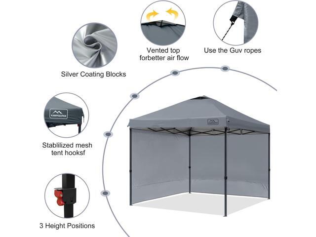 KAMPKEEPER 10x10 Pop Up Canopy Tent with 2 Sidewalls, Beach Tent - Easy Outdoor Sun Shade for Events, Parties, Camping - Gazebo with 4 Weight Bags...