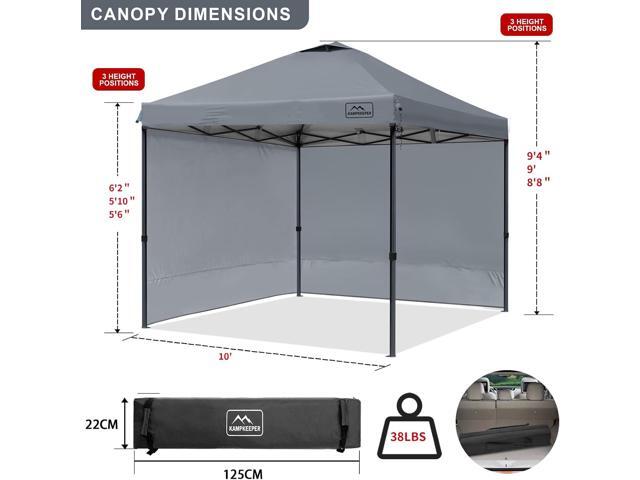 KAMPKEEPER 10x10 Pop Up Canopy Tent with 2 Sidewalls, Beach Tent - Easy Outdoor Sun Shade for Events, Parties, Camping - Gazebo with 4 Weight Bags...