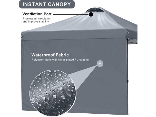 KAMPKEEPER 10x10 Pop Up Canopy Tent with 2 Sidewalls, Beach Tent - Easy Outdoor Sun Shade for Events, Parties, Camping - Gazebo with 4 Weight Bags...