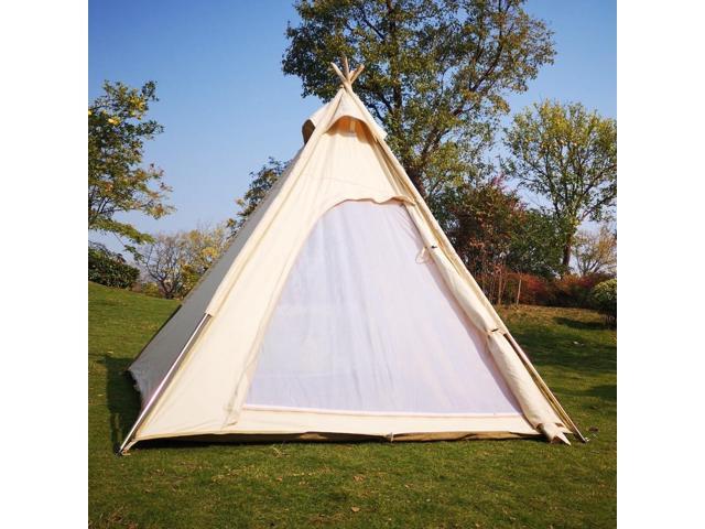 Latourreg 2 Person Outdoor Camping of 2M Canvas Camping Pyramid Tent Large Adult Teepee Pagoda Tent