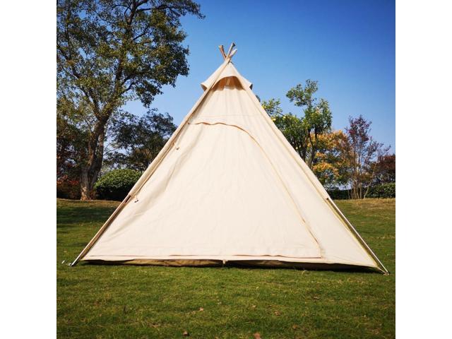 Latourreg 2 Person Outdoor Camping of 2M Canvas Camping Pyramid Tent Large Adult Teepee Pagoda Tent