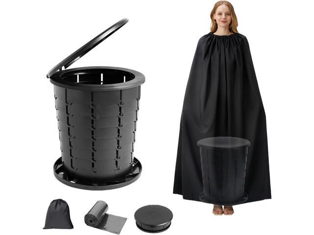 Portable Toilet Kit for Adults, Retractable Camping Toilet with Wearable Privacy Tent Outdoor Travel Toilet with Privacy Shelters Folding XL Potty.