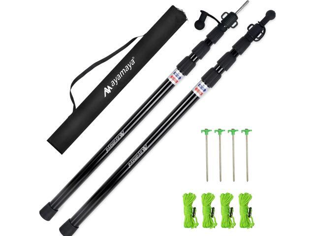 AYAMAYA Tarp Poles - Telescoping Camping Tent Poles Replacement, Upgraded 4-Section Heavy Duty Aluminum Rods with Stakes & Guylines for Tents, Rain...