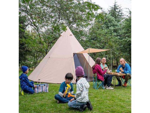 KAZOO Family Camping Tent Large Waterproof Tipi Tents 8 Person Room Teepee Tent Instant Setup Double Layer