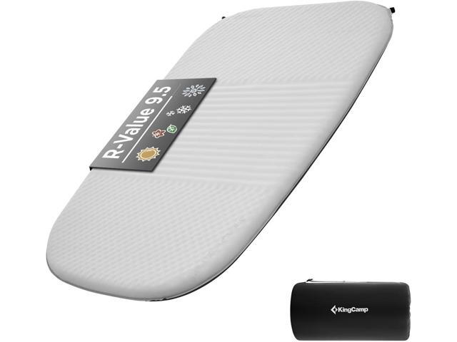 KingCamp 2 Person Self Inflating Double Insulated Pad Camping Mattress for Tent, Cot, Traveling, and Hiking Deluxe Series, Light Gray/Charcoal
