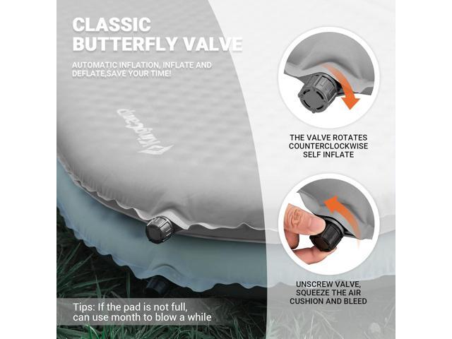 KingCamp 2 Person Self Inflating Double Insulated Pad Camping Mattress for Tent, Cot, Traveling, and Hiking Deluxe Series, Light Gray/Charcoal
