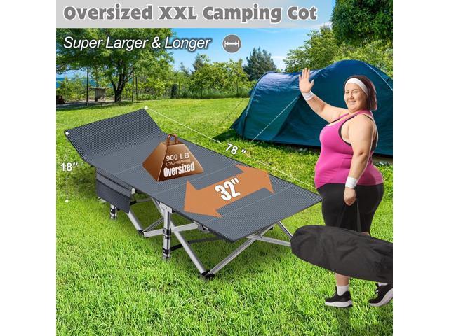 ABORON Oversized XXL Folding Camping Cot W/Mat for Adults, 78' L x 32' W x 18' H, Heavy Duty Outdoor Bed with Carry Bag,1200 D Layer Oxford Travel...