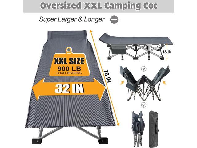 ABORON Oversized XXL Folding Camping Cot W/Mat for Adults, 78' L x 32' W x 18' H, Heavy Duty Outdoor Bed with Carry Bag,1200 D Layer Oxford Travel...