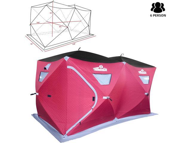THUNDERBAY Ice Cube Series Pop-Up Hub-Style Ice Fishing Shelter, 68-112 Square Feet of Fishable Area, Portable 6-8 Person Ice Shanty