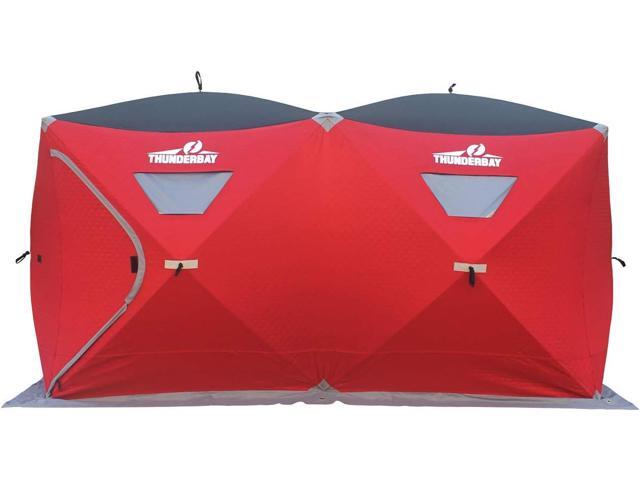 THUNDERBAY Ice Cube Series Pop-Up Hub-Style Ice Fishing Shelter, 68-112 Square Feet of Fishable Area, Portable 6-8 Person Ice Shanty