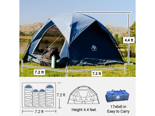 2-3 Person Tents for Camping - AYAMAYA Outdoor Waterproof Dome Family Tents with Removable Rainfly, Breathable with 2 Doors & 2 Large Mesh Windows...