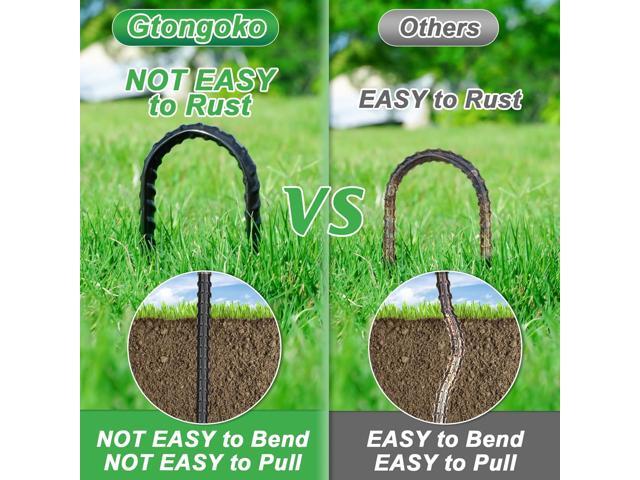 Gtongoko Trampolines Wind Stakes 16 Pack 16 Inch, 0.3 Inch Thick Heavy Duty U Shaped Rebar Tent Stakes Ground Anchors Galvanized Steel Safety...