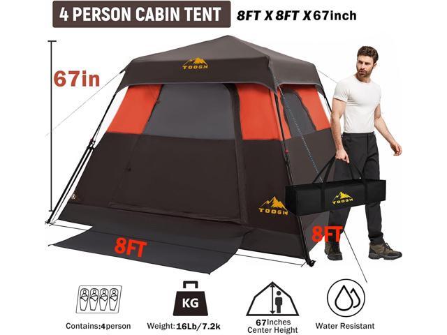 3/4 Person/6 Person Camping Tent Fast Cabin Tent with Instant Setup Tent, Weatherproof Tent Easy Quick Set Up & Pop Up in 60 Seconds with Rainfly...