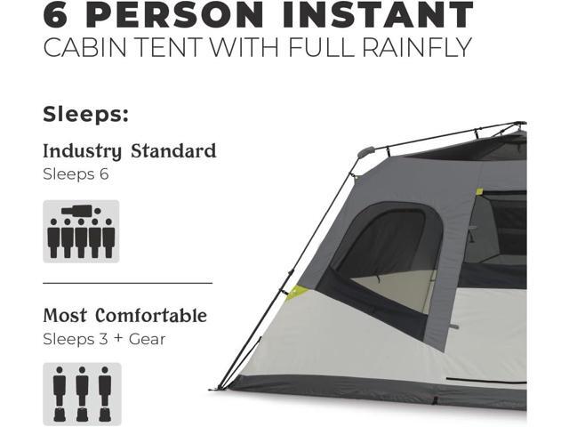 CORE Instant Cabin Tents 6 Person / 9 Person / 10 Person / 12 Person Family Cabin Multi Room Pop Up Tents Car Camping Included Storage Pockets...
