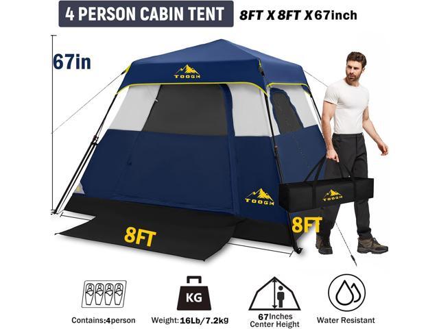 3/4 Person/6 Person Camping Tent Fast Cabin Tent with Instant Setup Tent, Weatherproof Tent Easy Quick Set Up & Pop Up in 60 Seconds with Rainfly...