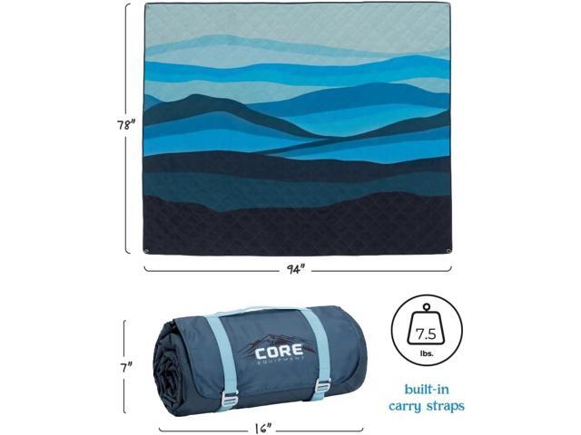 CORE Outdoor Weighted Blanket Packable Waterproof Picnic Blanket, Beach Mat, Tent Camping Rug, & Stadium Blanket Large Portable 94' x 78' Quilt...