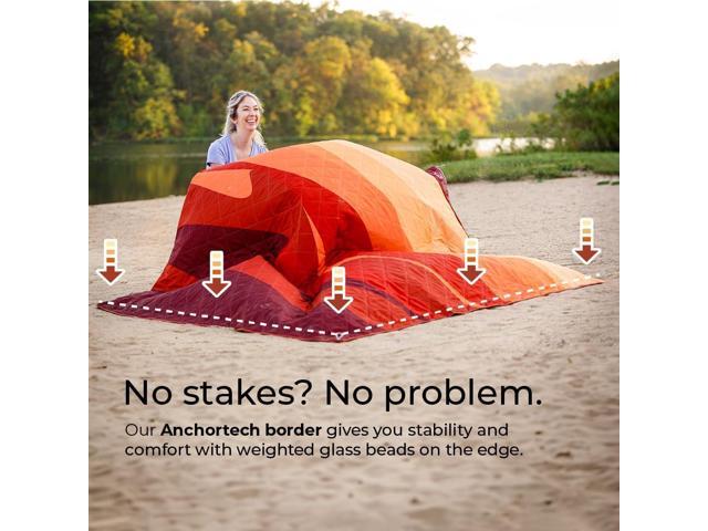 CORE Outdoor Weighted Blanket Packable Waterproof Picnic Blanket, Beach Mat, Tent Camping Rug, & Stadium Blanket Large Portable 94' x 78' Quilt...