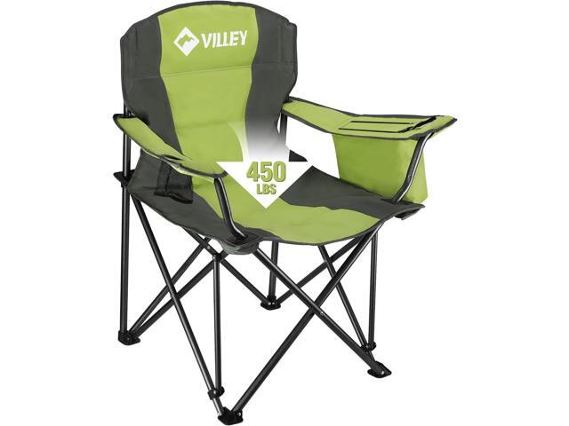 VILLEY Camping Chair, Oversized Folding Camp Chair, Portable Outdoor Chairs Support 450 LBS with Padded Seats, Cooler Bag, Cup Holder, Carry Bag,...