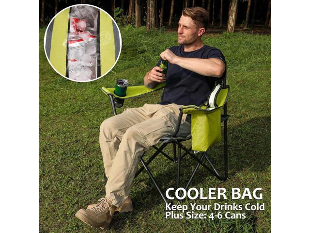 VILLEY Camping Chair, Oversized Folding Camp Chair, Portable Outdoor Chairs Support 450 LBS with Padded Seats, Cooler Bag, Cup Holder, Carry Bag,...
