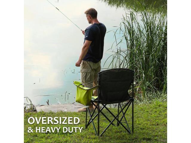 VILLEY Camping Chair, Oversized Folding Camp Chair, Portable Outdoor Chairs Support 450 LBS with Padded Seats, Cooler Bag, Cup Holder, Carry Bag,...