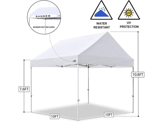 Eurmax USA Patented 10x10 Pop Up Canopy Tent Party Tent Commercial Instant Canopies Shelter with Heavy Duty Roller Bag,Bonus 4 Sand Bags (Snow White)