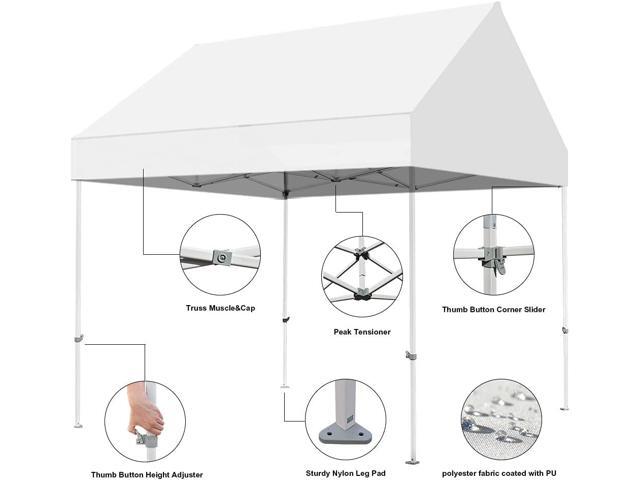 Eurmax USA Patented 10x10 Pop Up Canopy Tent Party Tent Commercial Instant Canopies Shelter with Heavy Duty Roller Bag,Bonus 4 Sand Bags (Snow White)