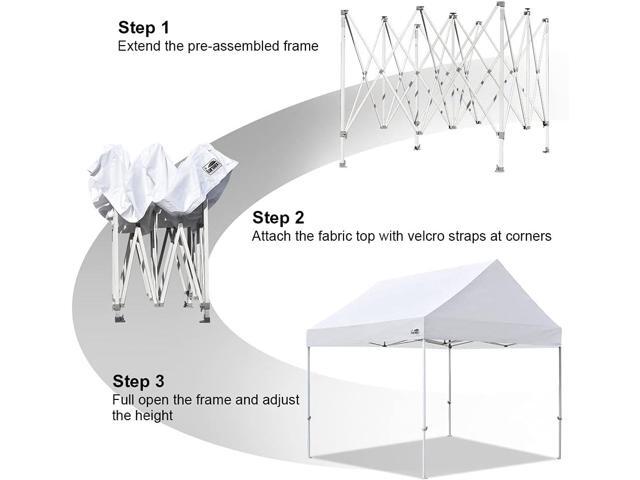 Eurmax USA Patented 10x10 Pop Up Canopy Tent Party Tent Commercial Instant Canopies Shelter with Heavy Duty Roller Bag,Bonus 4 Sand Bags (Snow White)