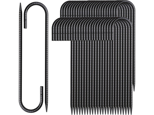 12 Inch Rebar Stakes 50 Pack J Hook Ground Stakes Heavy Duty Chain Link Fence Stakes Galvanized Anchors Metal Tent Stakes for Wire Fencing Concrete...