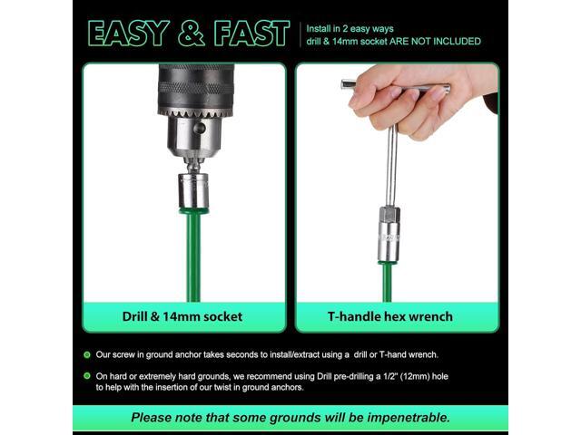 Zhengmy 12 Pcs Ground Anchors Screw in, 12 Inch Heavy Duty Tent Stakes with Trampoline Anchor Hook Ground Stakes for Camping Tent Canopies Ports...