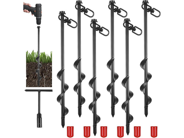 Reginary Ground Anchors Screw in Tent Stakes Heavy Duty Trampoline Anchors High Wind for Camping Canopy Carport Sheds Beach Sand Stakes Metal Swing...