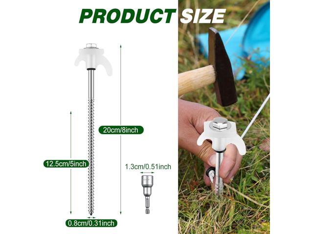 40 Pcs 8' Screw in Tent Stakes Heavy Duty Tent Stakes Drillable Ground Anchors Screw Metal Tent Pegs Threaded Tent Spikes with Head Driver for...