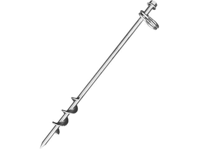 Ground Anchors Screw in - 16 Inch Set of 6 - Tent Stakes Heavy Duty Double Arbitrary Direction Galvanized Kits for Swing and Trampoline Set High...