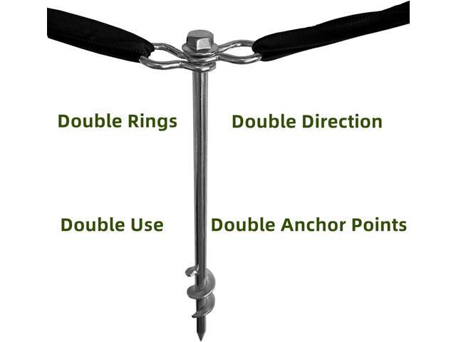 Ground Anchors Screw in - 16 Inch Set of 6 - Tent Stakes Heavy Duty Double Arbitrary Direction Galvanized Kits for Swing and Trampoline Set High...
