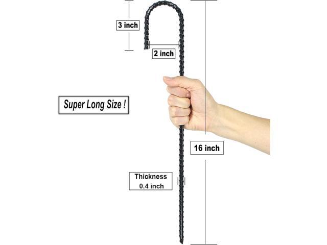 16 Inch Ground Rebar Stakes, J Hook Extra Heavy Duty Rust Proof Coated Steel Ground Anchors with Chisel Point End for Camping Tent and Canopy Tent...