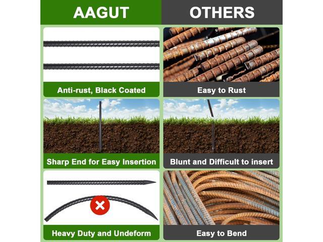AAGUT 16 Inch Rebar Stakes Heavy Duty 16 Pack 3/8' Diameter Landscape Timber Spikes, Straight Stakes with Chisel Point End, Ground Anchors for...