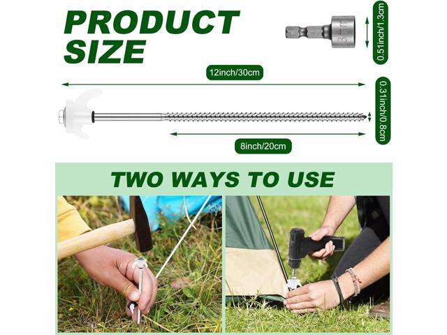 JaGely 40 Pcs 12 Inch Screw in Tent Stakes Heavy Duty Ground Anchors Metal Threaded Spikes Camping Stake Screw in Tent Pegs with Hex Head Driver...