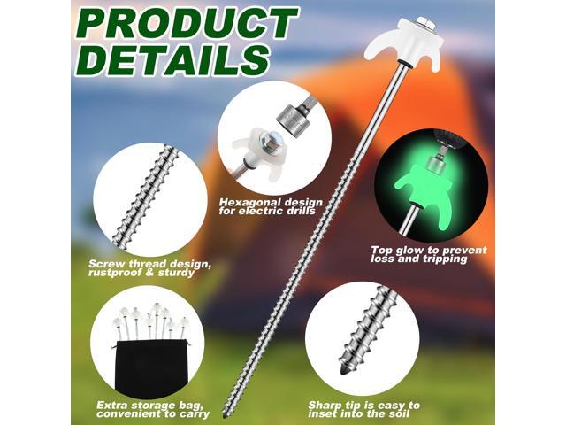 JaGely 40 Pcs 12 Inch Screw in Tent Stakes Heavy Duty Ground Anchors Metal Threaded Spikes Camping Stake Screw in Tent Pegs with Hex Head Driver...