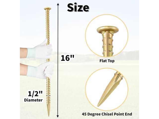 16 Inch Rebar Stakes (20 Pack) 1/2 Inch Diameter Galvanized Steel Ground Anchors Heavy Duty Anchoring Spikes for Speed Bump, Parking Curb and Tent