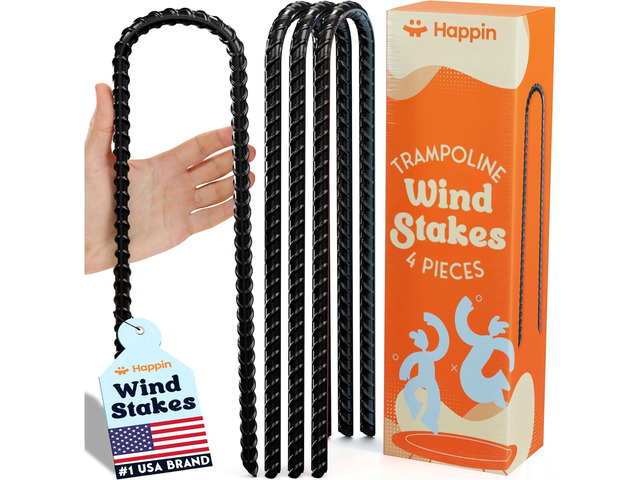 Happin Ultra Strong Trampoline Stakes Anchors High Wind, Ground Anchors Heavy Duty, Trampoline Tie Down Anchor Kit, Ground Stakes Galvanized...