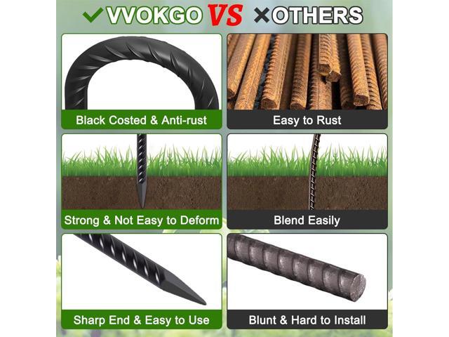 VVOKGO Trampoline Stakes 12 Inches Anchors High Wind Heavy Duty, 8-Pack U Shaped Tie Down Anchor Kit for Ground, Camping Tent, Soccer Net, Swing...