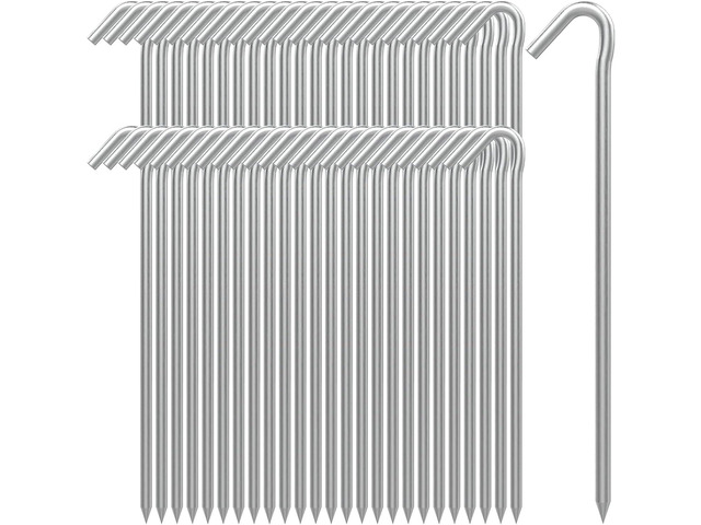AAGUT Tent Stakes, Tent Stake Metal Garden Edging Fence Hooks Yard Camping Stake Heavy Duty Galvanized 9 Inch (9 Inch Tent Stakes ONLY, 50)