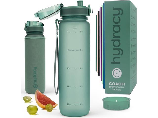 Hydracy Water Bottle with Time Marker -Large BPA Free Water Bottle & No Sweat Sleeve -Leak Proof Gym Bottle with Fruit Infuser Strainer & Times to...