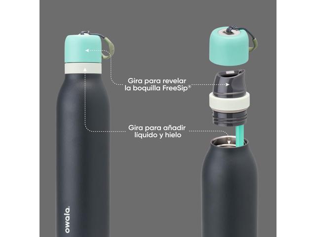 Owala FreeSip Twist Insulated Stainless Steel Water Bottle with Straw for Sports and Travel, BPA-Free, 24-oz, Blue/Grey (Foggy Tide)