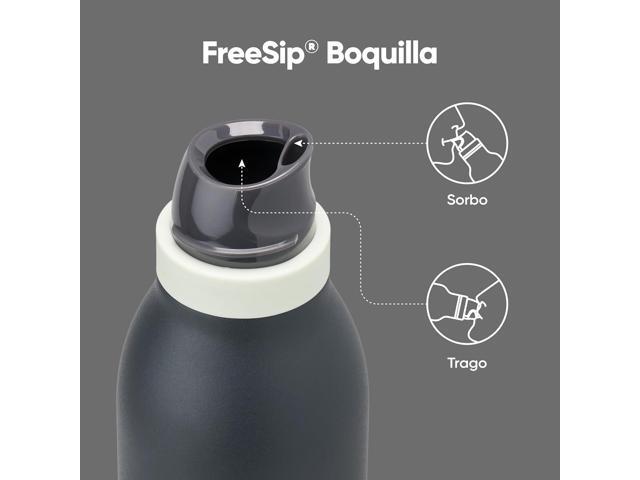 Owala FreeSip Twist Insulated Stainless Steel Water Bottle with Straw for Sports and Travel, BPA-Free, 24-oz, Blue/Grey (Foggy Tide)