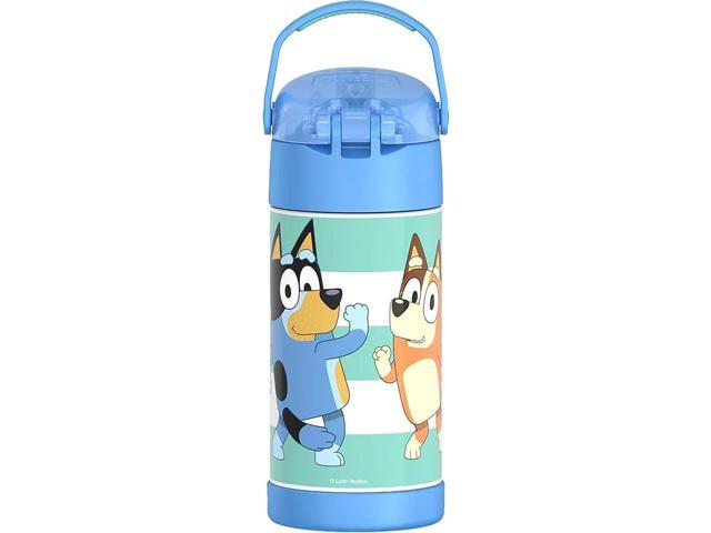 THERMOS FUNTAINER Water Bottle with Straw - 12 Ounce - Kids Stainless Steel Vacuum Insulated Water Bottle with Lid, Bluey