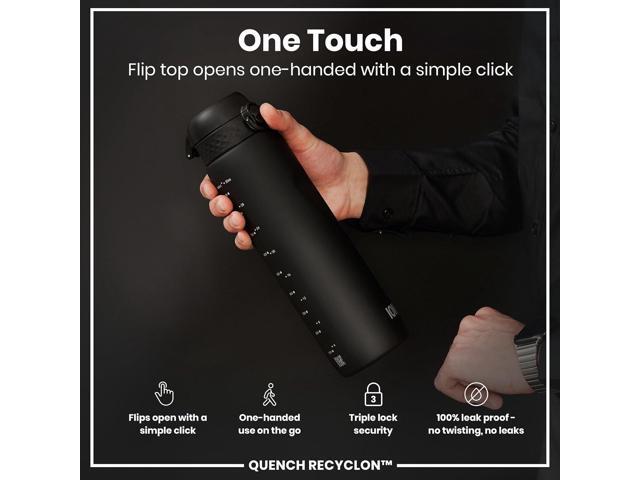 Ion8 1 Litre Water Bottle, Leak Proof, Flip Lid, Carry Handle, Rapid Liquid Flow, Dishwasher Safe, BPA Free, Soft Touch Contoured Grip, Ideal for...