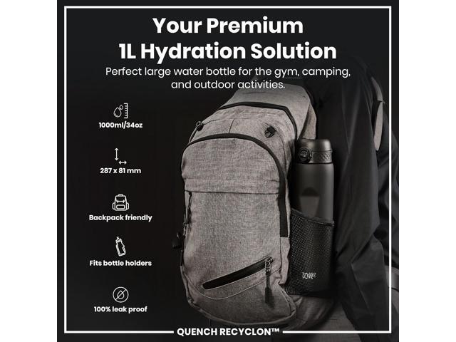 Ion8 1 Litre Water Bottle, Leak Proof, Flip Lid, Carry Handle, Rapid Liquid Flow, Dishwasher Safe, BPA Free, Soft Touch Contoured Grip, Ideal for...