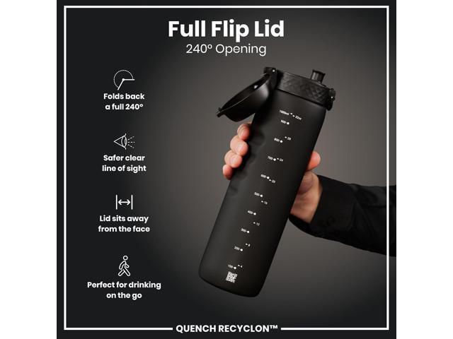 Ion8 1 Litre Water Bottle, Leak Proof, Flip Lid, Carry Handle, Rapid Liquid Flow, Dishwasher Safe, BPA Free, Soft Touch Contoured Grip, Ideal for...