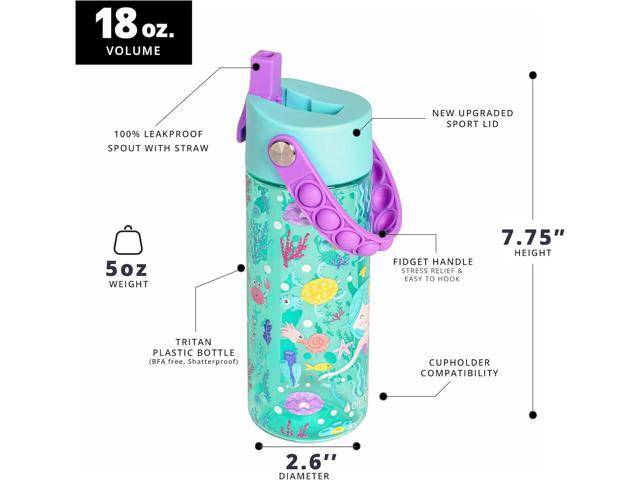 Elemental Leak Proof Water Bottles for Kids - Splash Kids Water Bottle for School with Pop-it Handle - Tritan Plastic Water Bottle with Straw -...